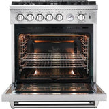 Forno Appliance Package - 30 Inch Gas Range, Wall Mount Range Hood, Microwave Drawer, Dishwasher, AP-FFSGS6275-30-W-6