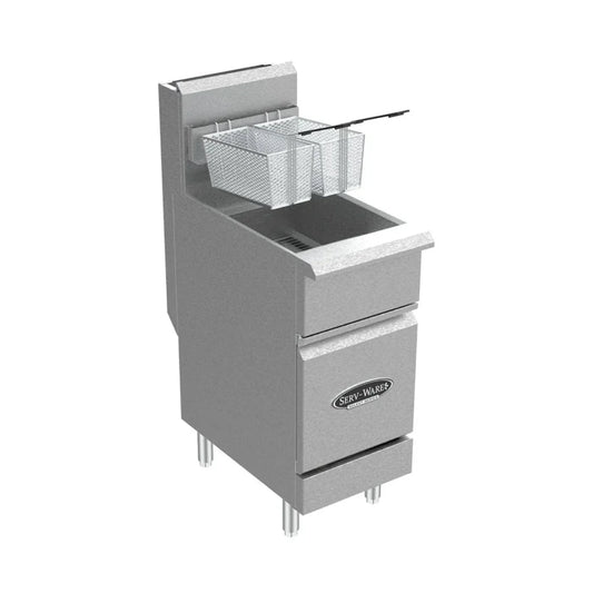 Serv-Ware SGF-40N 15.5” Stainless Steel 3 Tube Fryer, Natural Gas, 30,000 BTU/H - SGF-40N