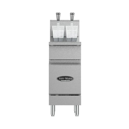 Serv-Ware SGF-40N 15.5” Stainless Steel 3 Tube Fryer, Natural Gas, 30,000 BTU/H - SGF-40N