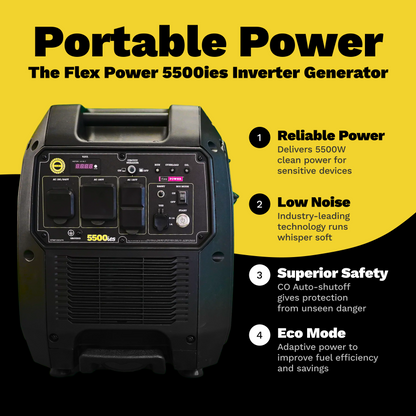 RVMP Flex Power 6500ies (Replacing the 5500ies) | Electric Start Portable Silent Inverter Generator - 251340