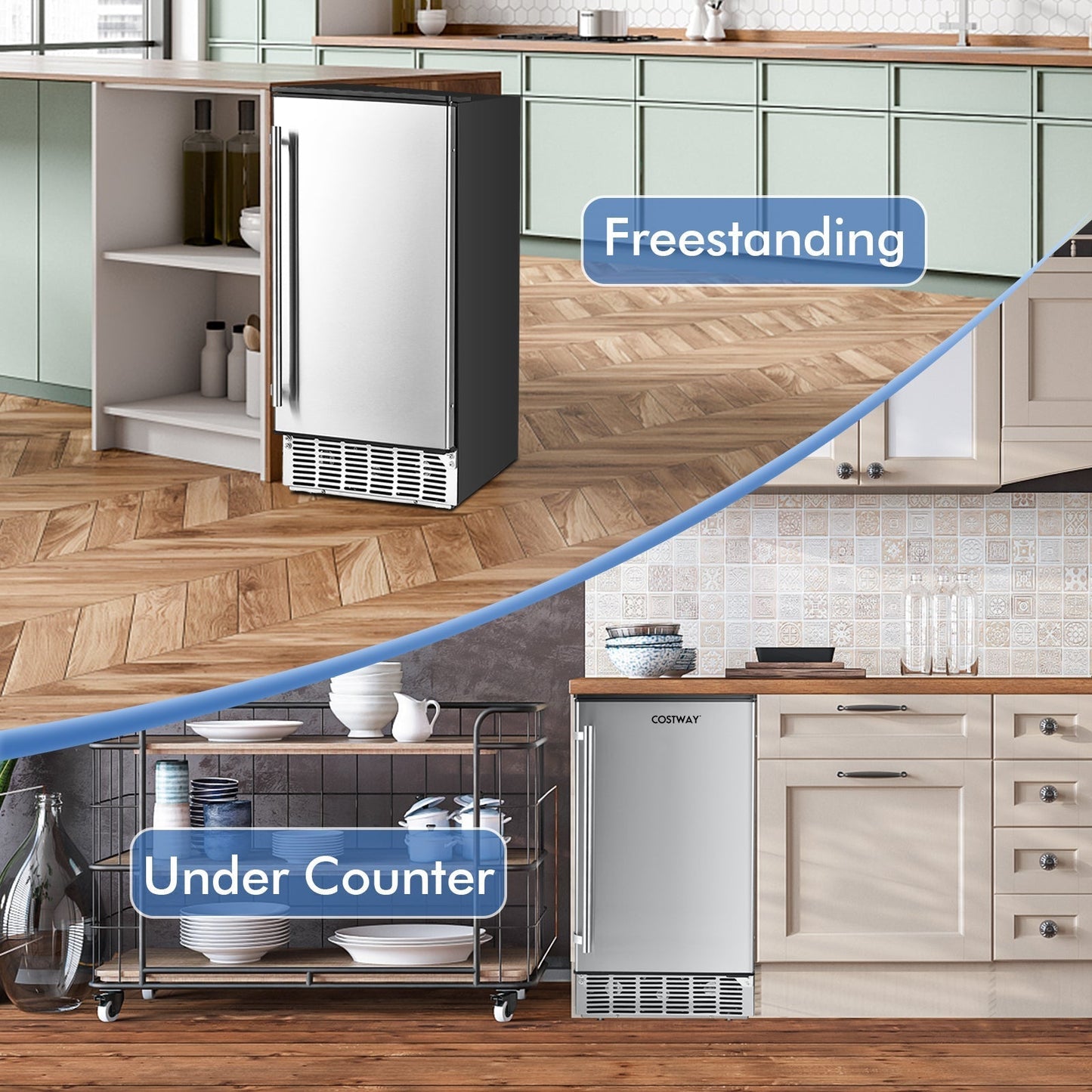 Costway Undercounter Ice Maker 80 lbs/Day Free-Standing with Self Cleaning Function 115V New - FP10242US-SL