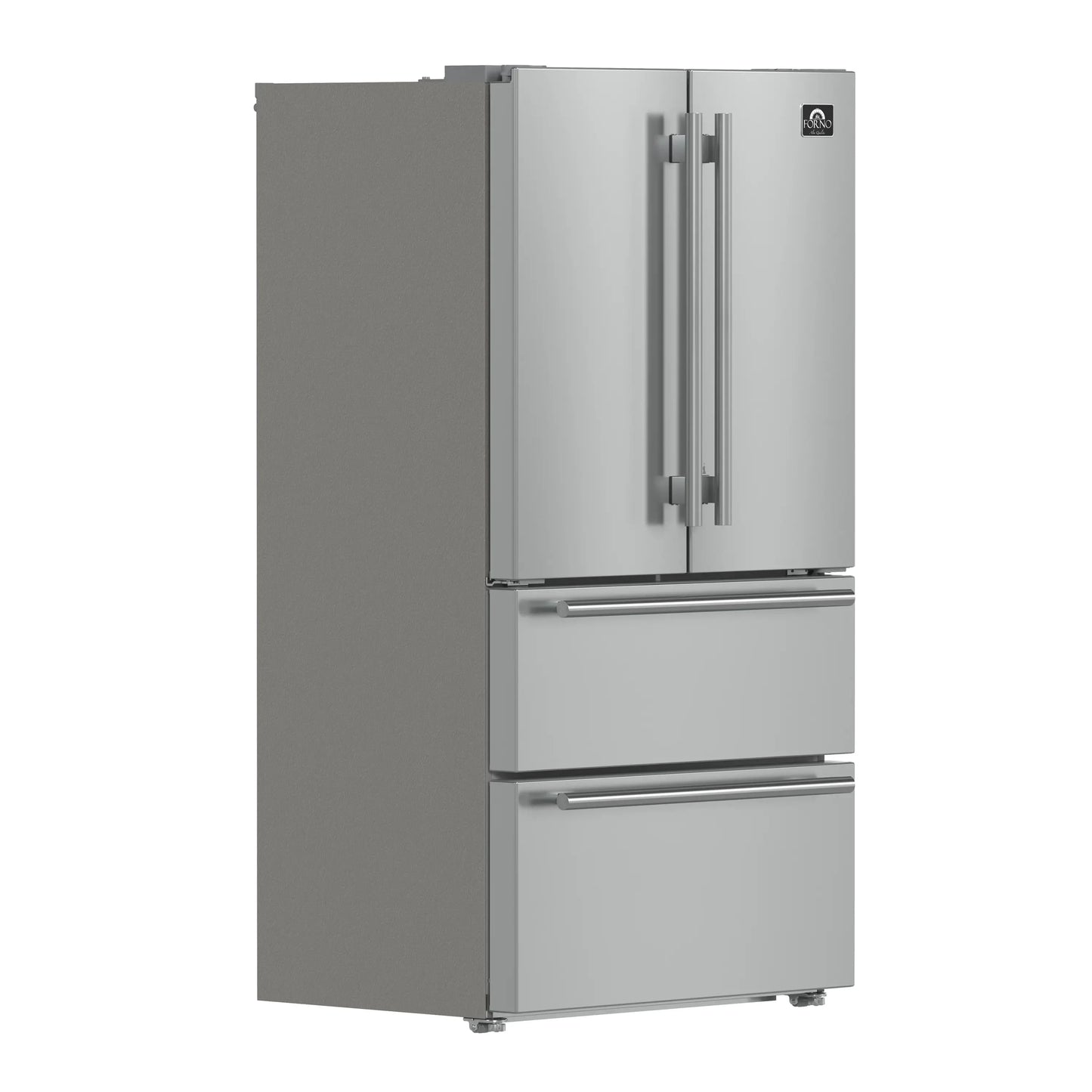 Forno 36-Inch Moena French Door Refrigerator - 19 cu.ft with Double Freezer Drawer and Ice Maker FFRBI1820-36SB -