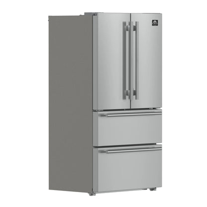 Forno 36-Inch Moena French Door Refrigerator - 19 cu.ft with Double Freezer Drawer and Ice Maker FFRBI1820-36SB -