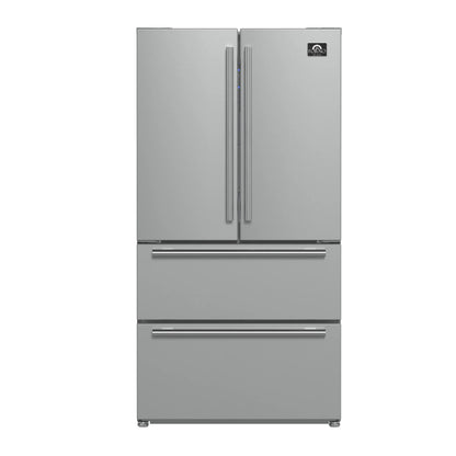 Forno 36-Inch Moena French Door Refrigerator - 19 cu.ft with Double Freezer Drawer and Ice Maker FFRBI1820-36SB -