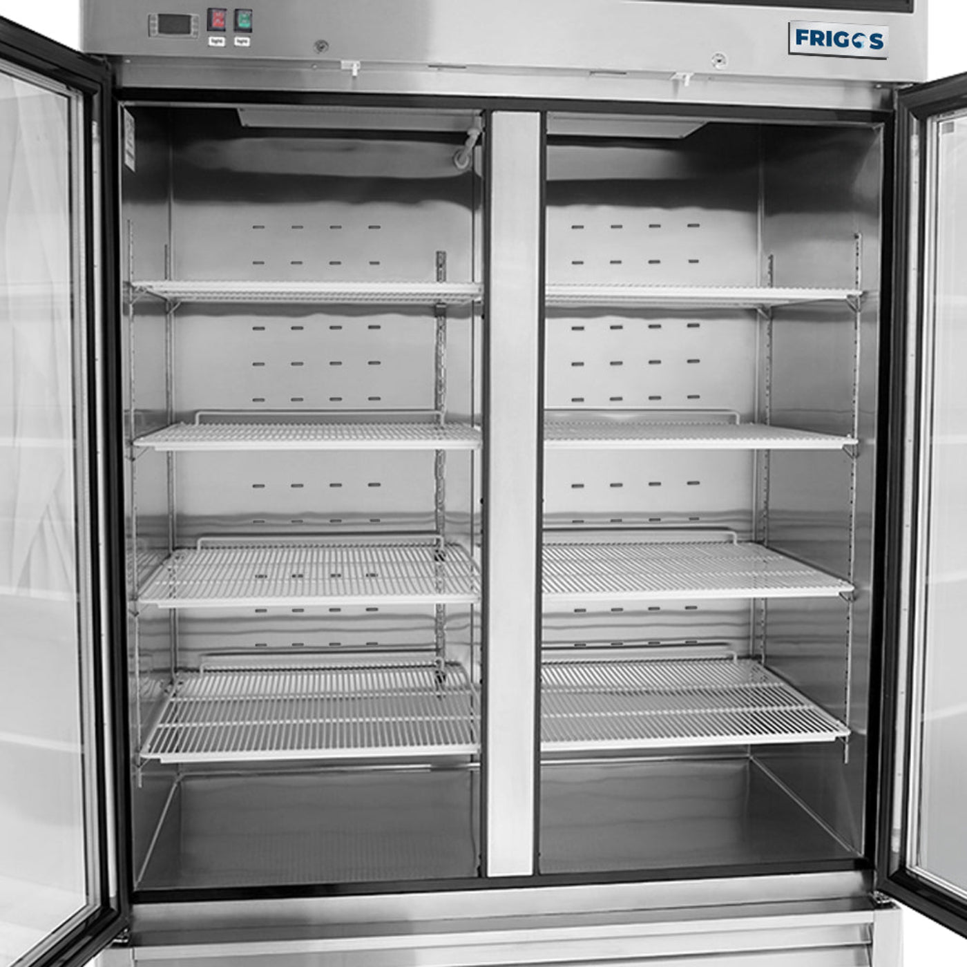 Stainless Steel Glass Door Reach-In Freezer Frigos 45 Cu. Ft. - FGA-BMF-2GD-54