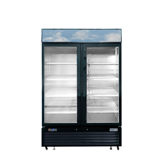 Frigos 54" Two Glass Door Black Steel Exterior Freezer Merchandiser 44 Cu. Ft. - FGA-MGDF-2D-54