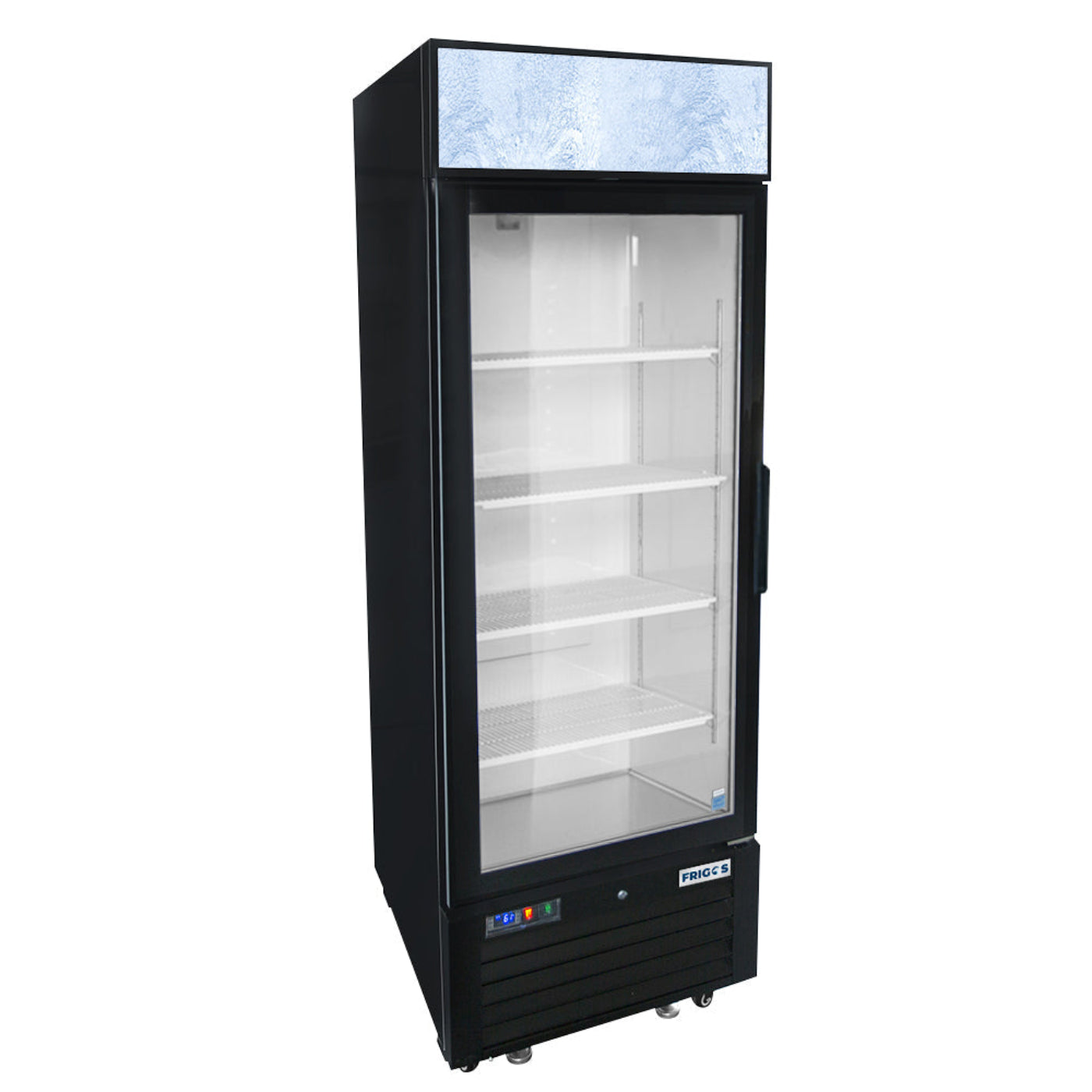 Frigos 27" One Hinged Glass Door Black Steel Exterior Merchandiser Cooler 19 Cu. Ft. Left Hinged - FGA-MGDR-1D-27-L