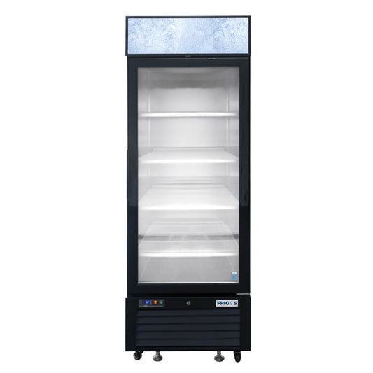 Frigos 27" One Hinged Glass Door Black Steel Exterior Merchandiser Cooler 19 Cu. Ft. Left Hinged - FGA-MGDR-1D-27-L