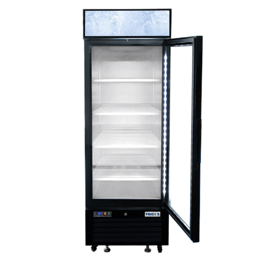 Frigos 27" One Hinged Glass Door Black Steel Exterior Merchandiser Cooler 19 Cu. Ft. Left Hinged - FGA-MGDR-1D-27-L