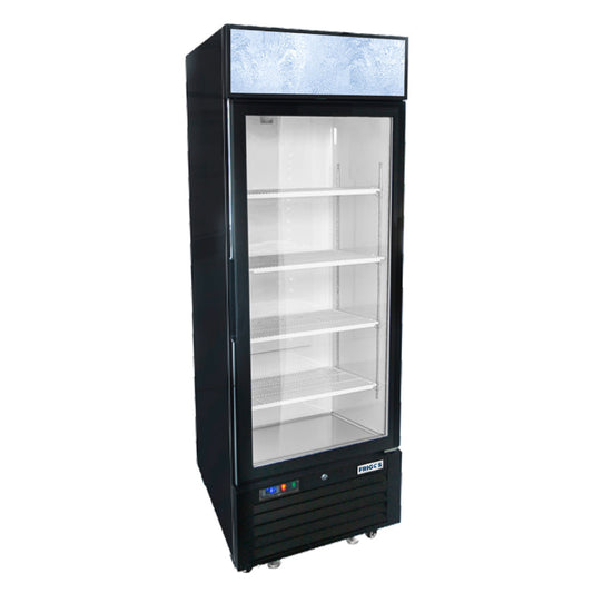 Frigos 27" One Hinged Glass Door Black Steel Exterior Merchandiser Cooler 19 Cu. Ft. - FGA-MGDR-1D-27