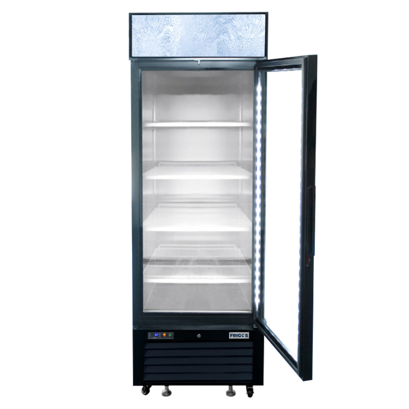 Frigos 27" One Hinged Glass Door Black Steel Exterior Merchandiser Cooler 19 Cu. Ft. - FGA-MGDR-1D-27