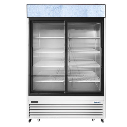 Frigos 54.38" Two Sliding Glass Door Stainless Steel Reach-In Merchandiser Refrigerator 45 Cu. Ft. - FGA-MGDR-2D-54-SS
