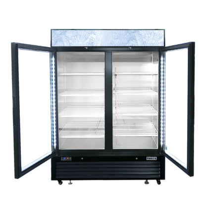 Frigos 54" Two Hinged Glass Door Black Steel Exterior Merchandiser Cooler 44 Cu. Ft. - FGA-MGDR-2D-54