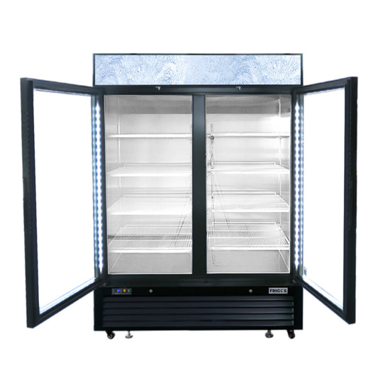 Frigos 54" Two Hinged Glass Door Black Steel Exterior Merchandiser Cooler 44 Cu. Ft. - FGA-MGDR-2D-54