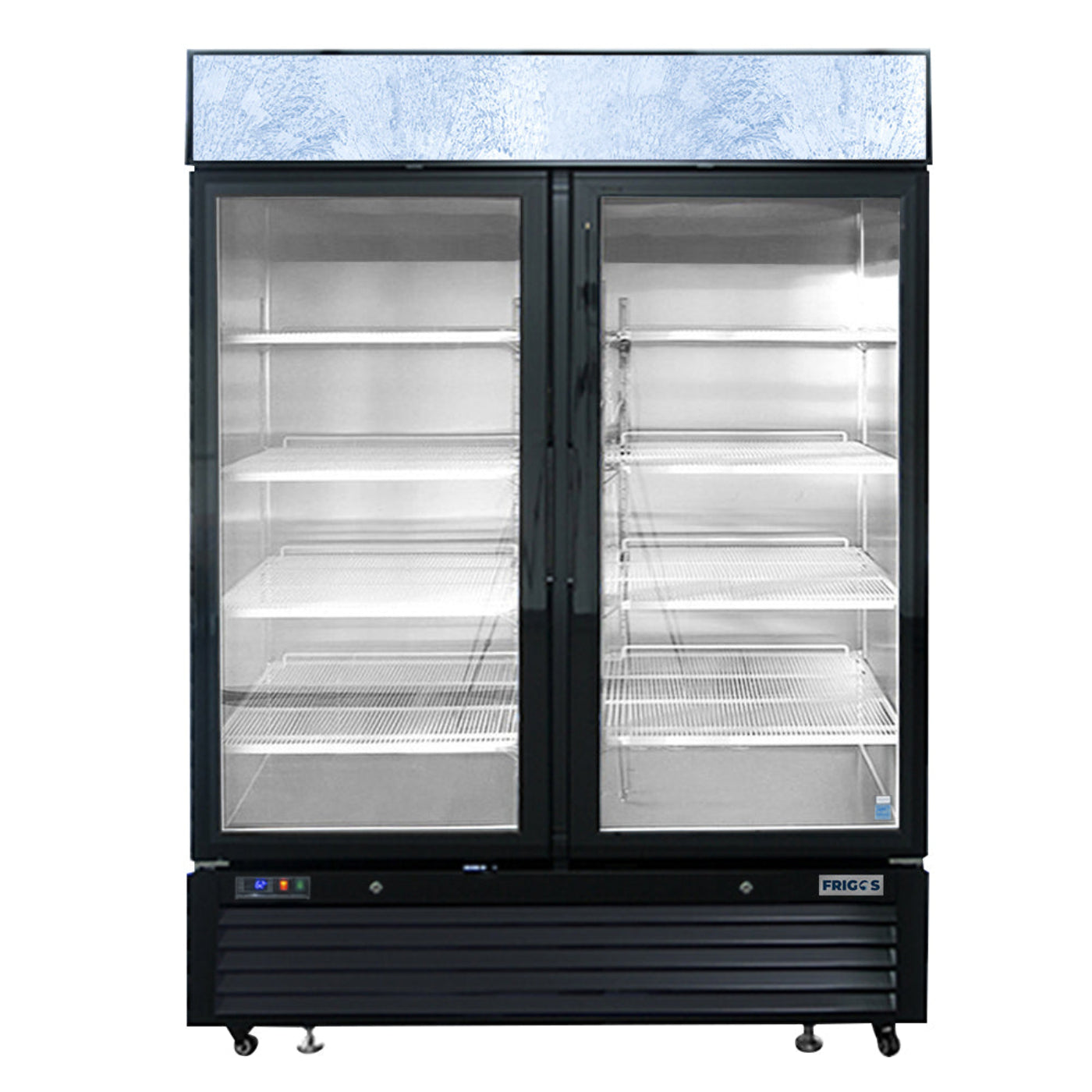 Frigos 54" Two Hinged Glass Door Black Steel Exterior Merchandiser Cooler 44 Cu. Ft. - FGA-MGDR-2D-54