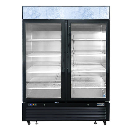 Frigos 54" Two Hinged Glass Door Black Steel Exterior Merchandiser Cooler 44 Cu. Ft. - FGA-MGDR-2D-54