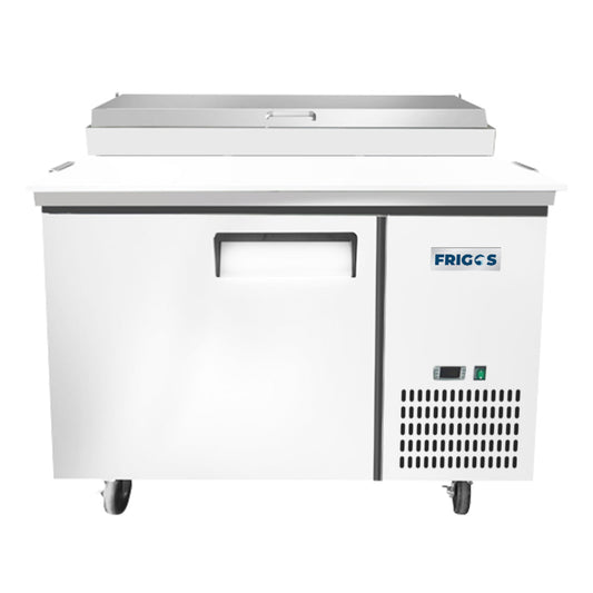 Frigos 44" One Solid Door Refrigerated Pizza Prep Table (6) 1/3 size pans - FGA-PZPT-1D-44