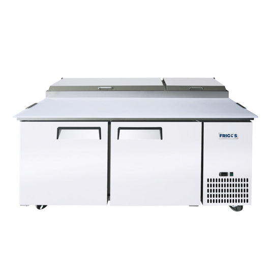 Frigos 67" Two Solid Door Refrigerated Pizza Prep Table (9) 1/3 size pans - FGA-PZPT-2D-67
