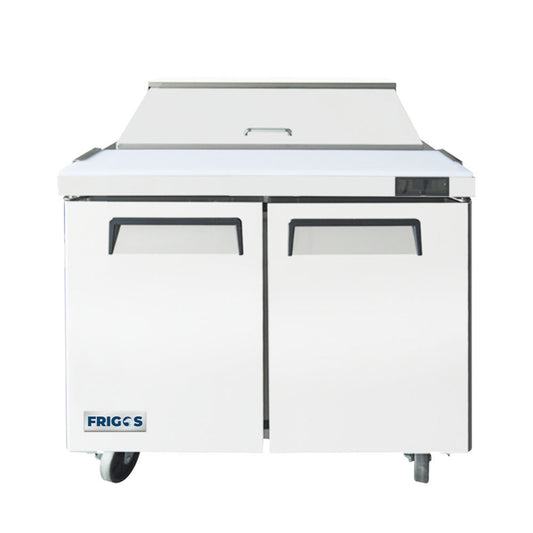 Frigos 36" Two Door Refrigerated Sandwich Prep Table (10) 1/6 Size Pans - FGA-SPT-10P-36