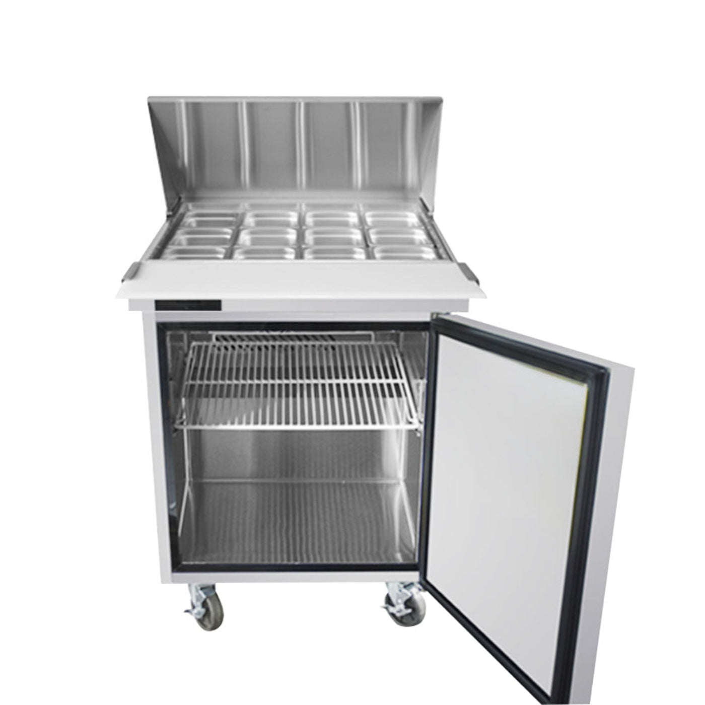 Frigos 28" One Door Mega Top Refrigerator Sandwich Prep Table (12) 1/6 Size Pans - FGA-SPT-12P-28-MT
