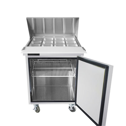 Frigos 28" One Door Mega Top Refrigerator Sandwich Prep Table (12) 1/6 Size Pans - FGA-SPT-12P-28-MT