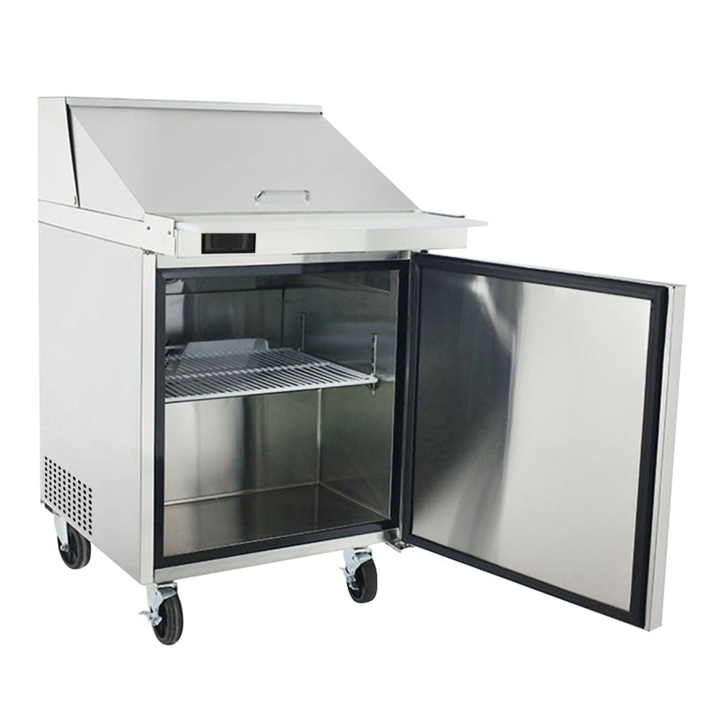 Frigos 28" One Door Mega Top Refrigerator Sandwich Prep Table (12) 1/6 Size Pans - FGA-SPT-12P-28-MT