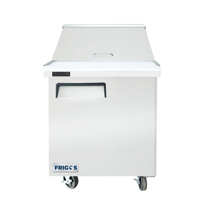 Frigos 28" One Door Mega Top Refrigerator Sandwich Prep Table (12) 1/6 Size Pans - FGA-SPT-12P-28-MT