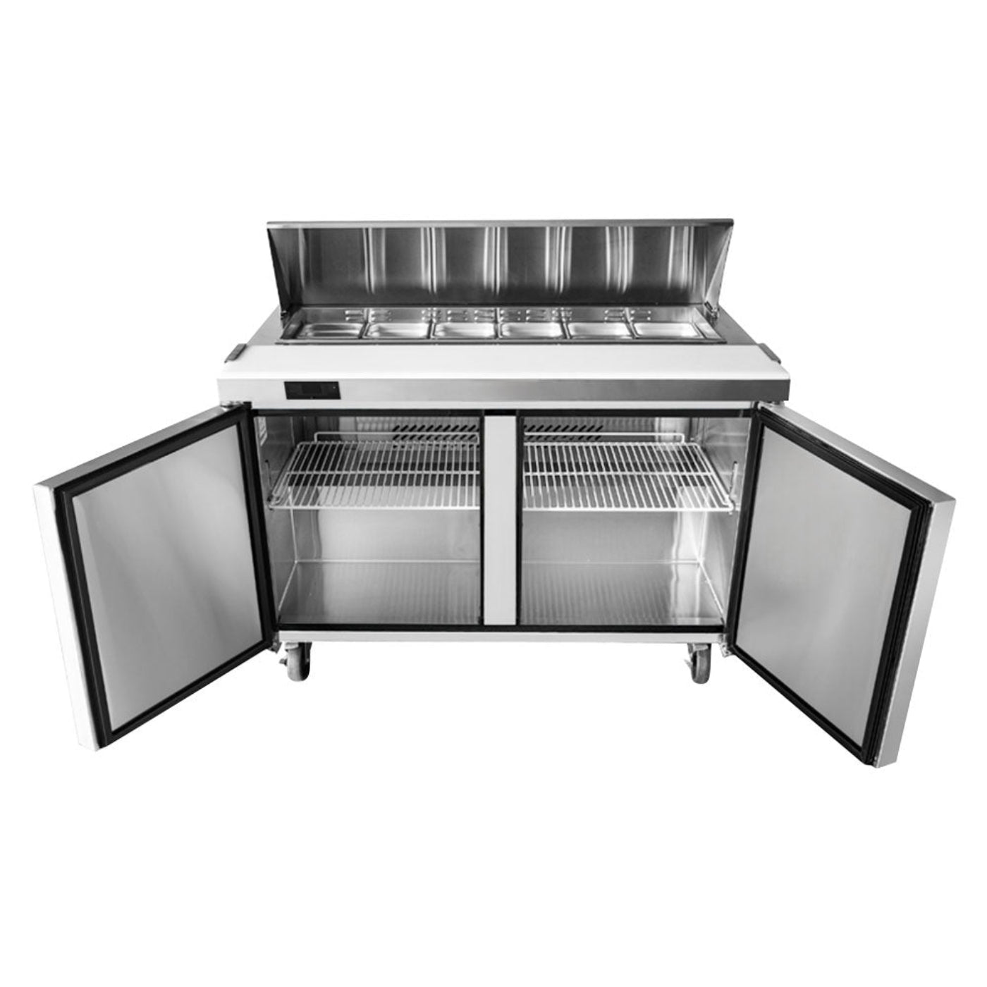 Frigos 60" Two Door Refrigerated Sandwich Prep Table (16) 1/6 size pans - FGA-SPT-16P-60