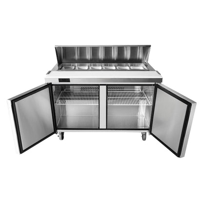 Frigos 60" Two Door Refrigerated Sandwich Prep Table (16) 1/6 size pans - FGA-SPT-16P-60