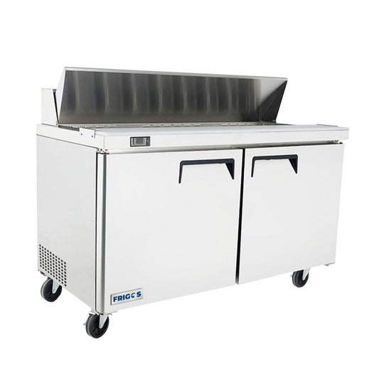 Frigos 60" Two Door Refrigerated Sandwich Prep Table (16) 1/6 size pans - FGA-SPT-16P-60