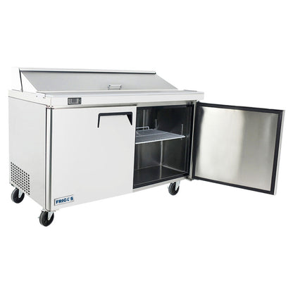 Frigos 60" Two Door Refrigerated Sandwich Prep Table (16) 1/6 size pans - FGA-SPT-16P-60