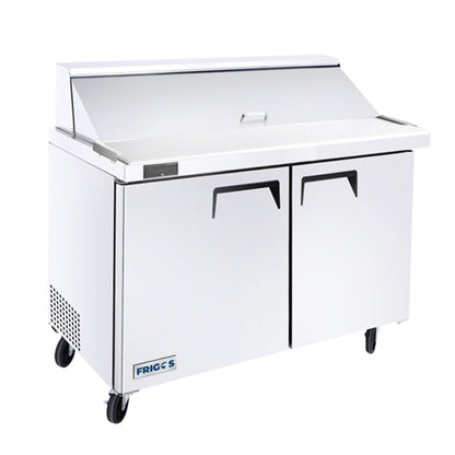 Frigos 48" Two Door Mega Top Refrigerator Sandwich Prep Table (18) 1/6 size pans - FGA-SPT-18P-48-MT