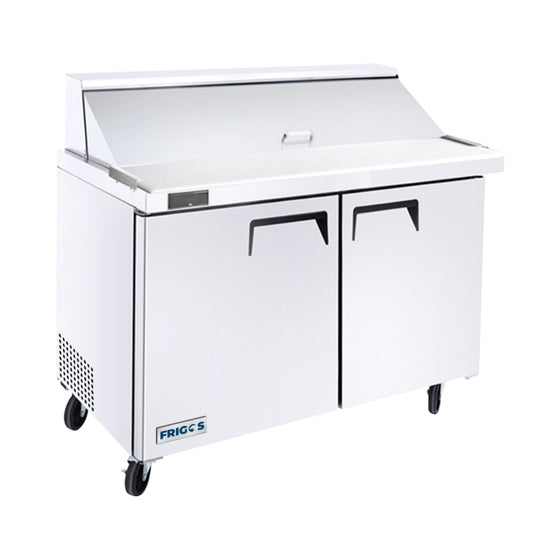 Frigos 48" Two Door Mega Top Refrigerator Sandwich Prep Table (18) 1/6 size pans - FGA-SPT-18P-48-MT