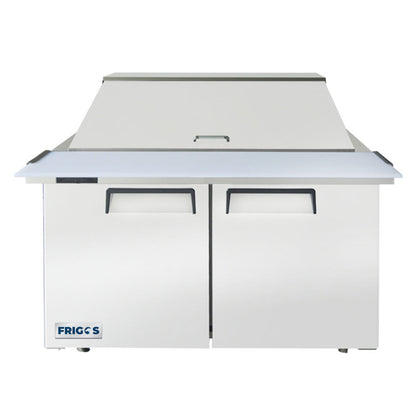 Frigos 48" Two Door Mega Top Refrigerator Sandwich Prep Table (18) 1/6 size pans - FGA-SPT-18P-48-MT