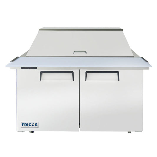 Frigos 48" Two Door Mega Top Refrigerator Sandwich Prep Table (18) 1/6 size pans - FGA-SPT-18P-48-MT
