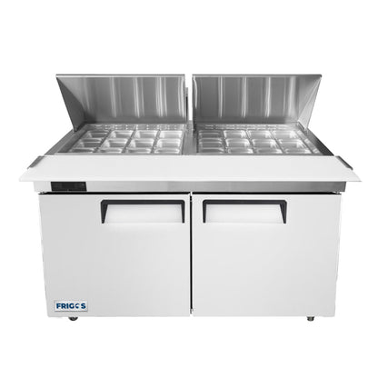 Frigos 60" Two Door Mega Top Refrigerator Sandwich Prep Table (24) 1/6 size pans - FGA-SPT-24P-60-MT