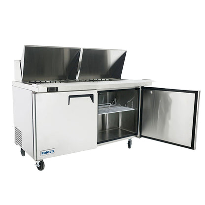 Frigos 60" Two Door Mega Top Refrigerator Sandwich Prep Table (24) 1/6 size pans - FGA-SPT-24P-60-MT