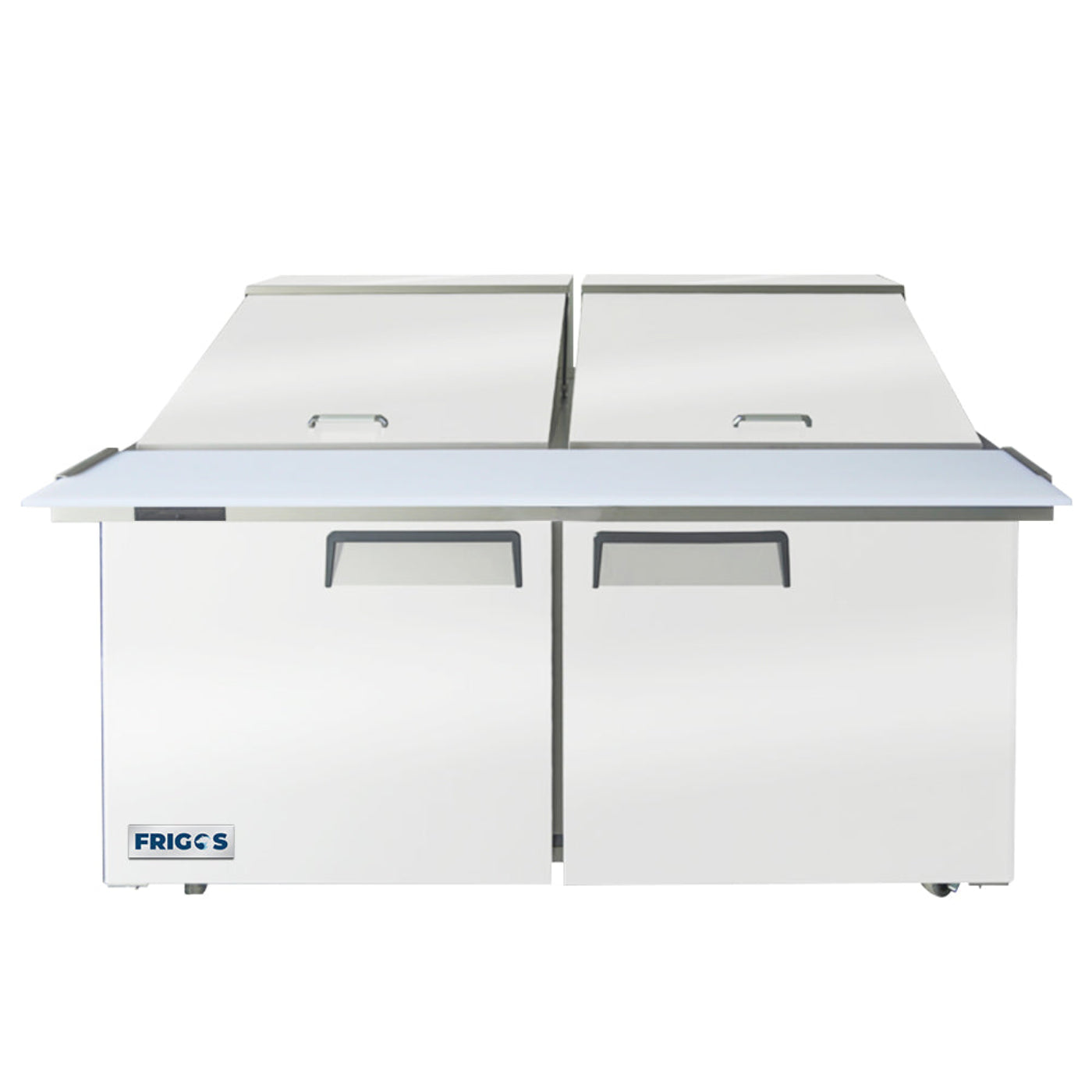 Frigos 60" Two Door Mega Top Refrigerator Sandwich Prep Table (24) 1/6 size pans - FGA-SPT-24P-60-MT