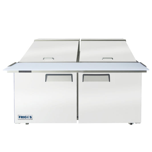 Frigos 60" Two Door Mega Top Refrigerator Sandwich Prep Table (24) 1/6 size pans - FGA-SPT-24P-60-MT