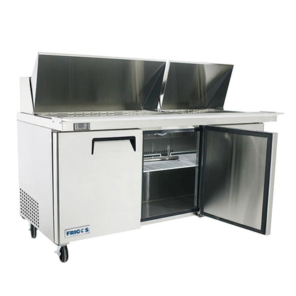 Frigos 73" Three Door Mega Top Refrigerator Sandwich Prep Table (30) 1/6 size pans - FGA-SPT-30P-73-MT