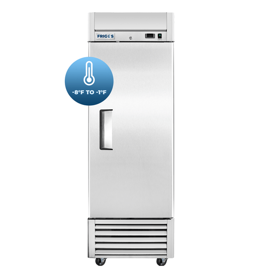 Frigos Commercial Reach in Freezer 27" Width Solid 1 Door 21 Cu Ft with Aluminum Interior with 304 Stainless Steel Floor - FG-FZ-1D