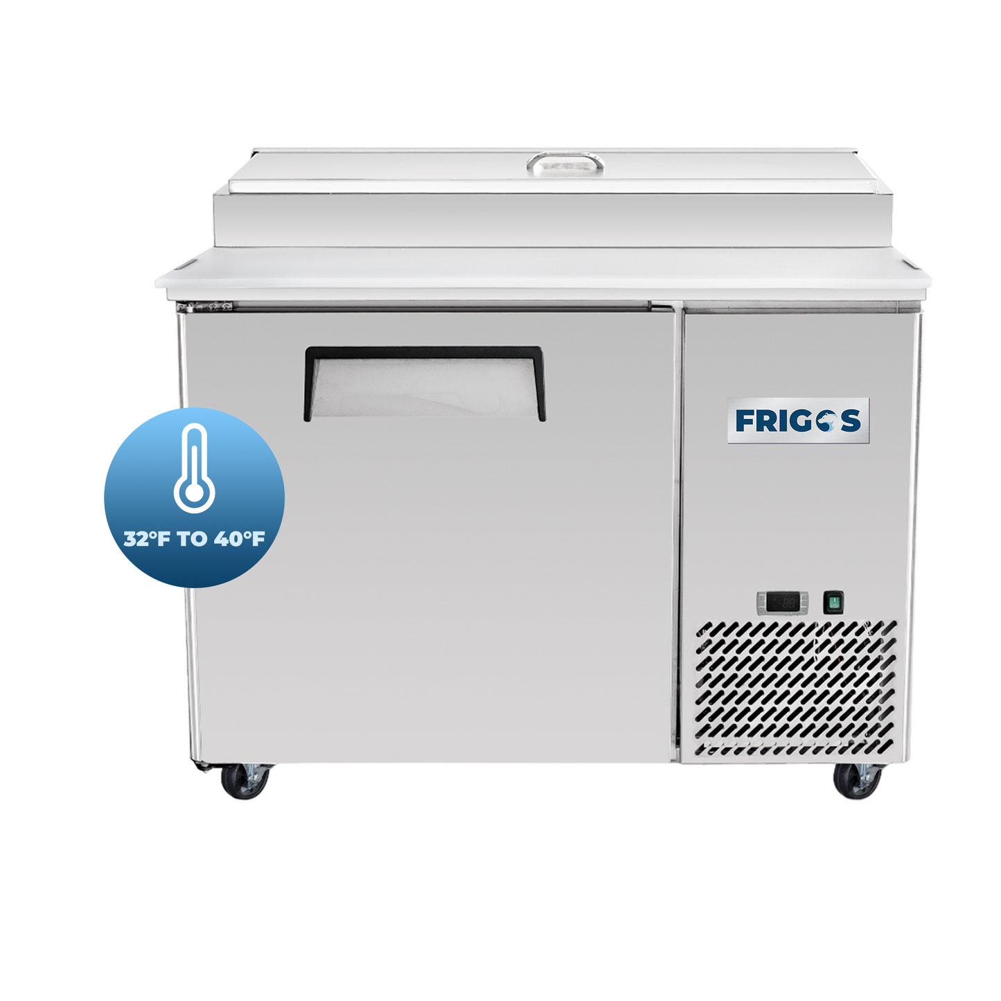 Pizza Prep Table Refrigerator 44" Width 1 Door Frigos with Aluminum Interior with 304 Stainless Steel Floor - FG-PZPT-44