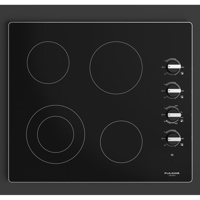 Fulgor Milano 24 in. 300 Series Electric Cooktop with 4 Burners and Glass Ceramic Cooktop in Stainless Steel - F3RK24S2