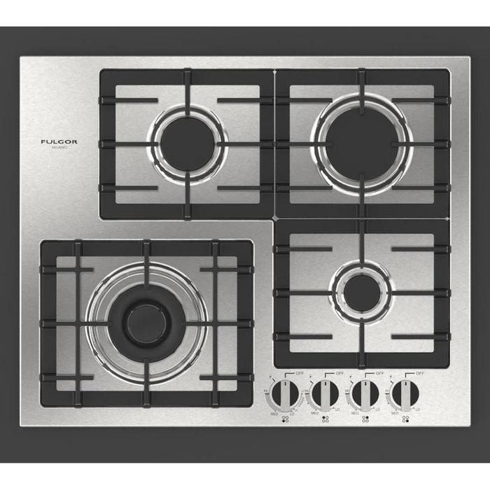 Fulgor Milano 24 in. 400 Series Gas Cooktop with 4 Burners in Stainless Steel - F4GK24S1