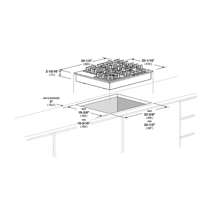 Fulgor Milano 24 in. 400 Series Gas Cooktop with 4 Burners in Stainless Steel - F4GK24S1