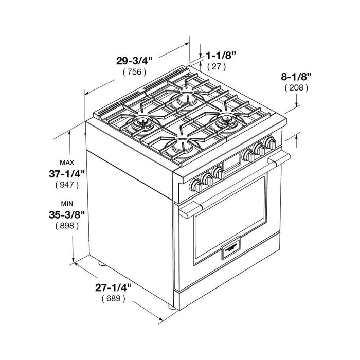 Fulgor Milano 30 in. 400 Series Accento All Gas Range in Stainless Steel - F4PGR304S2