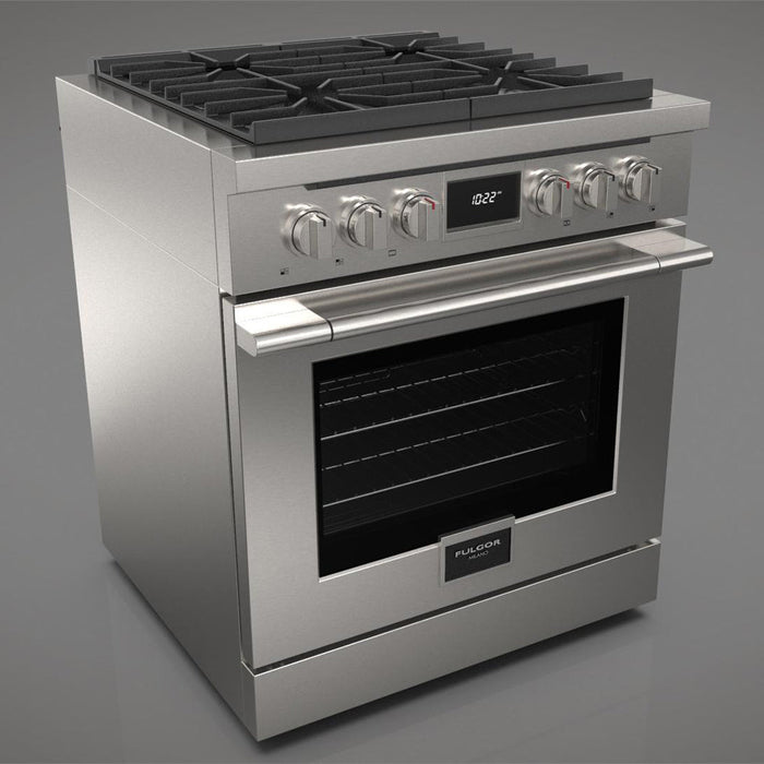 Fulgor Milano 30 in. 400 Series Accento Dual Fuel Range in Stainless Steel - F4PDF304S1