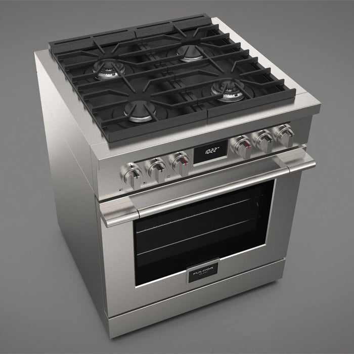 Fulgor Milano 30 in. 400 Series Accento Dual Fuel Range in Stainless Steel - F4PDF304S1