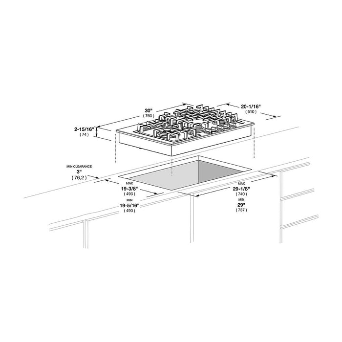 Fulgor Milano 30 in. 400 Series Gas Cooktop with 5 burners in Stainless Steel - F4GK30S1