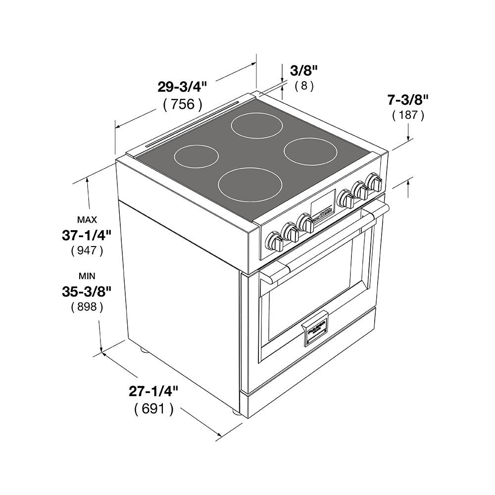 Fulgor Milano 30 in. 600 Series All Electric Induction Range in Stainless Steel - F6PIR304S1